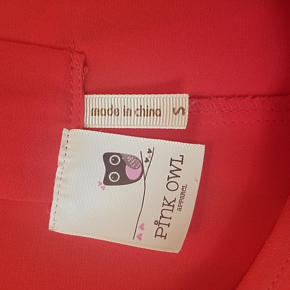 Pink Owl Size Small Orange Sleeveless Dress - Picture 2 of 7